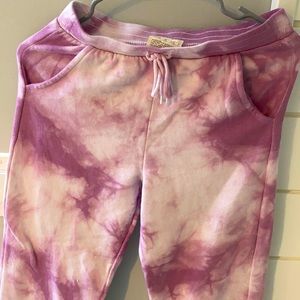 purple tie-dye sweatpants